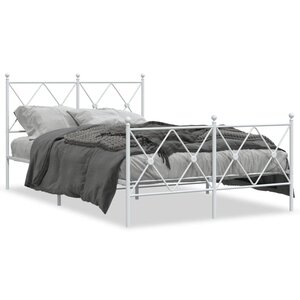 vidaXL Cadre de lit métal sans matelas et pied de lit blanc 120x190 cm