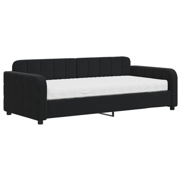 vidaXL Lit de jour avec matelas noir 90x190 cm velours