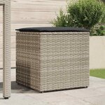 vidaXL Boîte à coussins Gris clair 50 x 50 x 50 cm polyrotin