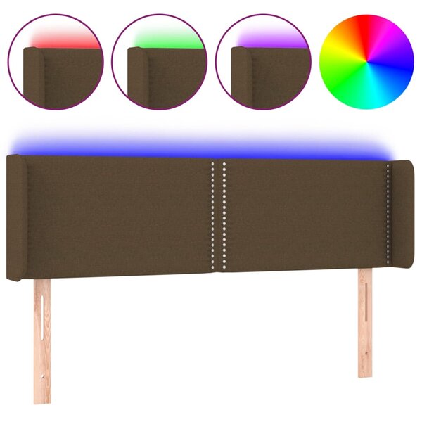 vidaXL Tête de lit à LED Marron foncé 147x16x78/88 cm Tissu