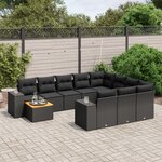 vidaXL Salon de jardin 11 Pièces avec coussins noir résine tressée