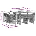 vidaXL Ensemble à manger de jardin et coussins 9 Pièces mélange beige