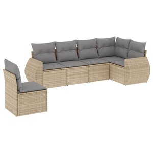 vidaXL Salon de jardin avec coussins 6 Pièces beige résine tressée