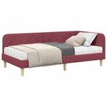 vidaXL Cadre de lit d'angle avec matelas Bordeaux 100 x 200 cm tissu