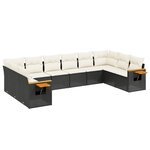 vidaXL Salon de jardin 10 Pièces avec coussins noir résine tressée