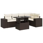 vidaXL Salon de jardin avec coussins 6 Pièces marron résine tressée