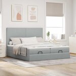 VidaXL Cadre de lit ottoman et matelas gris clair 160x200cm tissu