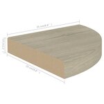 vidaXL Étagères d'angle flottantes 2 Pièces chêne 25x25x3 8 cm MDF