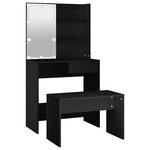 vidaXL Ensemble de coiffeuse avec LED Noir Bois d'ingénierie