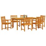 vidaXL Ensemble de salle à manger pour jardin 7 Pièces Marron