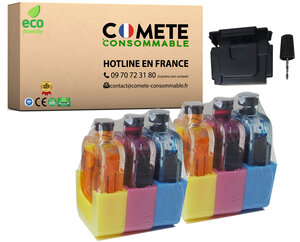 COMETE - 541 Kit de 2 Recharges pour Cartouche CL-541 CL541 541 XL Ecoink pour imprimante Canon Pixma - 2 Recharges pour Cartouche Couleurs