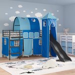 vidaXL Lit mezzanine pour enfants Noir et Bleu 90 x 190 cm Métал