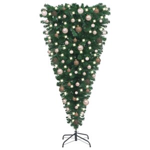 vidaXL Arbre de Noël artificiel renversé pré-éclairé et boules 180 cm