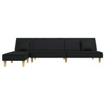 vidaXL Canapé-lit en forme de L noir 255x140x70 cm tissu