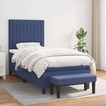 vidaXL Sommier à lattes de lit avec matelas Bleu 90x200 cm Tissu