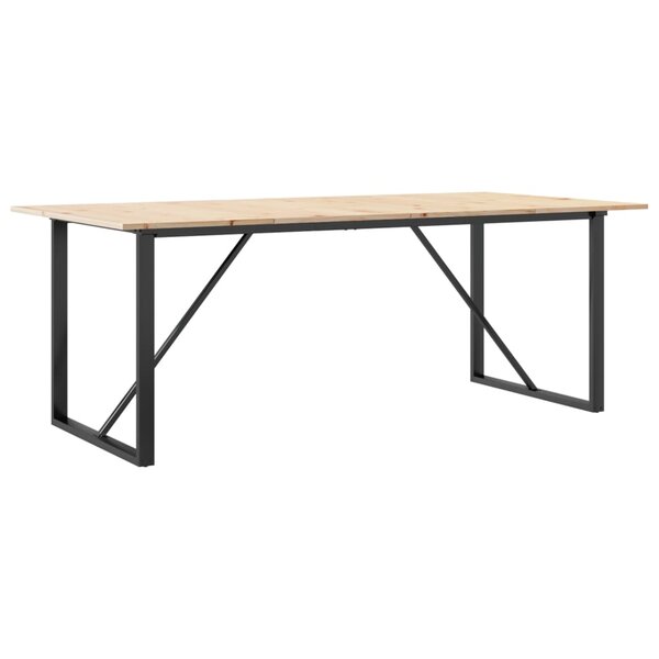 vidaXL Table à manger cadre en O 200x100x75cm bois de pin massif acier