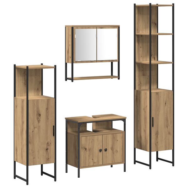 vidaXL Ensemble de meubles de salle de bain 4 pièces en chêne artisan en bois d'ingénierie