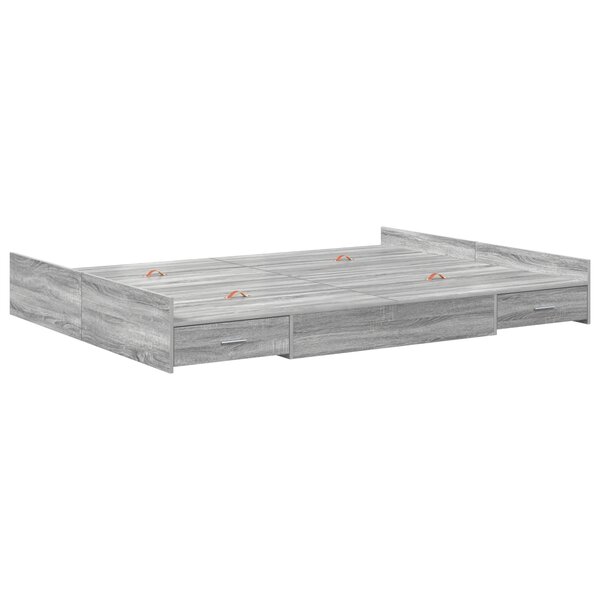 vidaXL Cadre de lit avec rangement Sonoma gris 150 x 200 cm