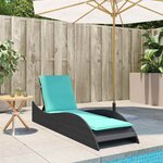 vidaXL Chaise longue avec coussin Noir 60x205x73 cm Résine tressée