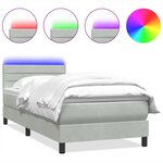 vidaXL Sommier à lattes de lit et matelas et LED gris clair 90x220 cm velours
