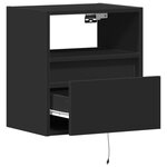 vidaXL Table de chevet murale avec lumières LED noir