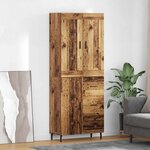 vidaXL Haut Armoire 2 Pièces Bois Ancien Bois Aggloméré et Verre