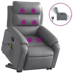 vidaXL Fauteuil inclinable de massage électrique gris similicuir