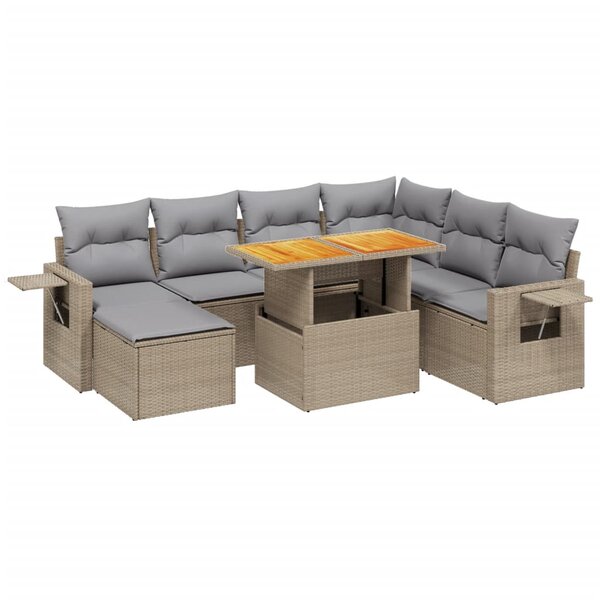 vidaXL Salon de jardin avec coussins 8 Pièces beige résine tressée