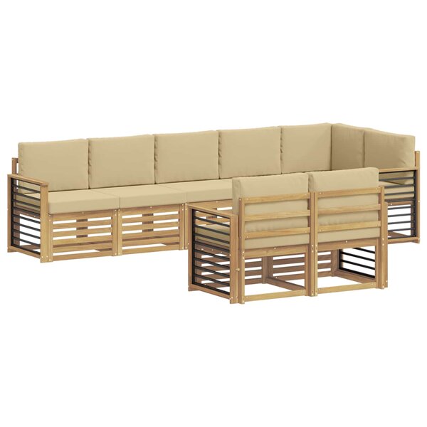 vidaXL Ensemble de canapés d'extérieur 8 pc Blanc et Beige Polyester