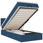 vidaXL Lit ottoman avec matelas et LED Bleu 90x200 cm Tissu