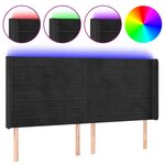 vidaXL Tête de lit à LED Noir 203x16x118/128 cm Velours