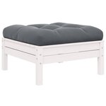vidaXL Salon de jardin 3 Pièces avec coussins Blanc Bois de pin solide