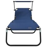 vidaXL Chaise longue pliante avec coussin Bleu 56 x 190 x 81cm tissu