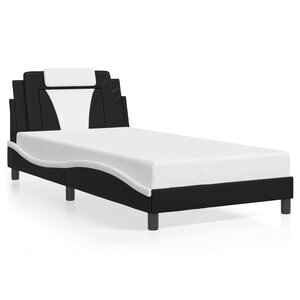 vidaXL Cadre de lit Viana sans matelas noir et blanc 100x200 cm similicuir