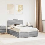 vidaXL Cadre de lit Gris Sonoma 135 x 190 cm Bois d'ingénierie