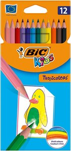 BIC KIDS Crayons de couleur Tropicolors 2, étui carton de 12 BIC