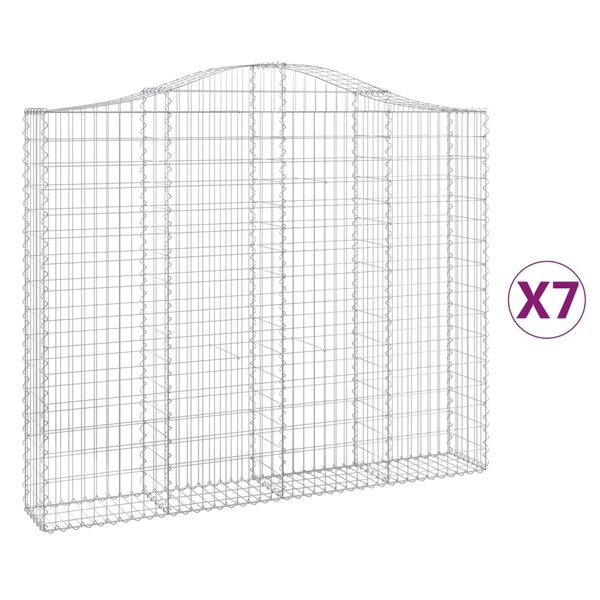 vidaXL Paniers à gabions arqués 7 Pièces 200x30x160/180 cm Fer galvanisé