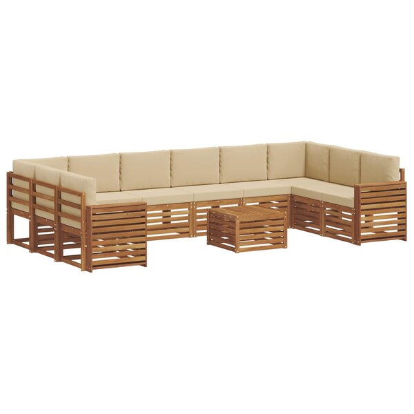 vidaXL Ensemble de canapés d'extérieur 11 pc Naturel et Beige