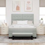 vidaXL Lit à Sommier à Ressorts avec Matelas & Banc Gris Clair 140x200 cm Velours