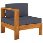 vidaXL Salon de jardin 7 Pièces avec coussins gris foncé Bois d'acacia