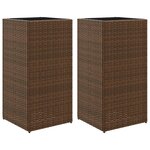 vidaXL Jardinières 2 Pièces marron 40x40x80 cm résine tressée