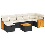 vidaXL Salon de jardin 8 Pièces avec coussins noir résine tressée
