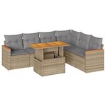 vidaXL Salon de jardin avec coussins 7 Pièces beige résine tressée acacia