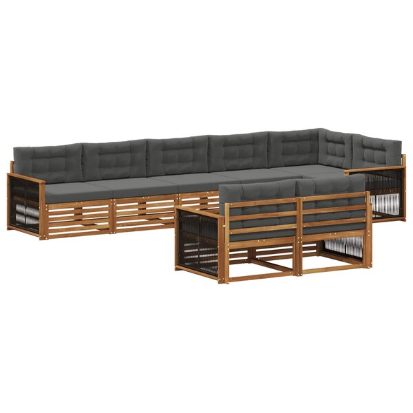 vidaXL Ensemble de canapés d'extérieur 8 pc Naturel et Anthracite