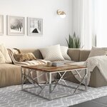 vidaXL Table basse argenté inox et bois de récupération massif
