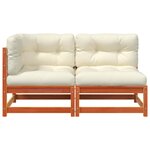 vidaXL Canapé de jardin coussins 2 places cire marron bois pin massif