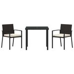 vidaXL Ensemble de salle à manger pour jardin 3 Pièces Noir Poly rotin