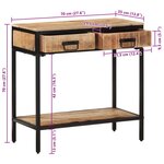 vidaXL Table console 70x35x70 cm bois de manguier massif brut