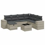 vidaXL Salon de jardin 8 Pièces avec coussins gris clair résine tressée