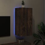 vidaXL Meuble TV mural avec lumières LED chêne fumé 40 5x35x80 cm